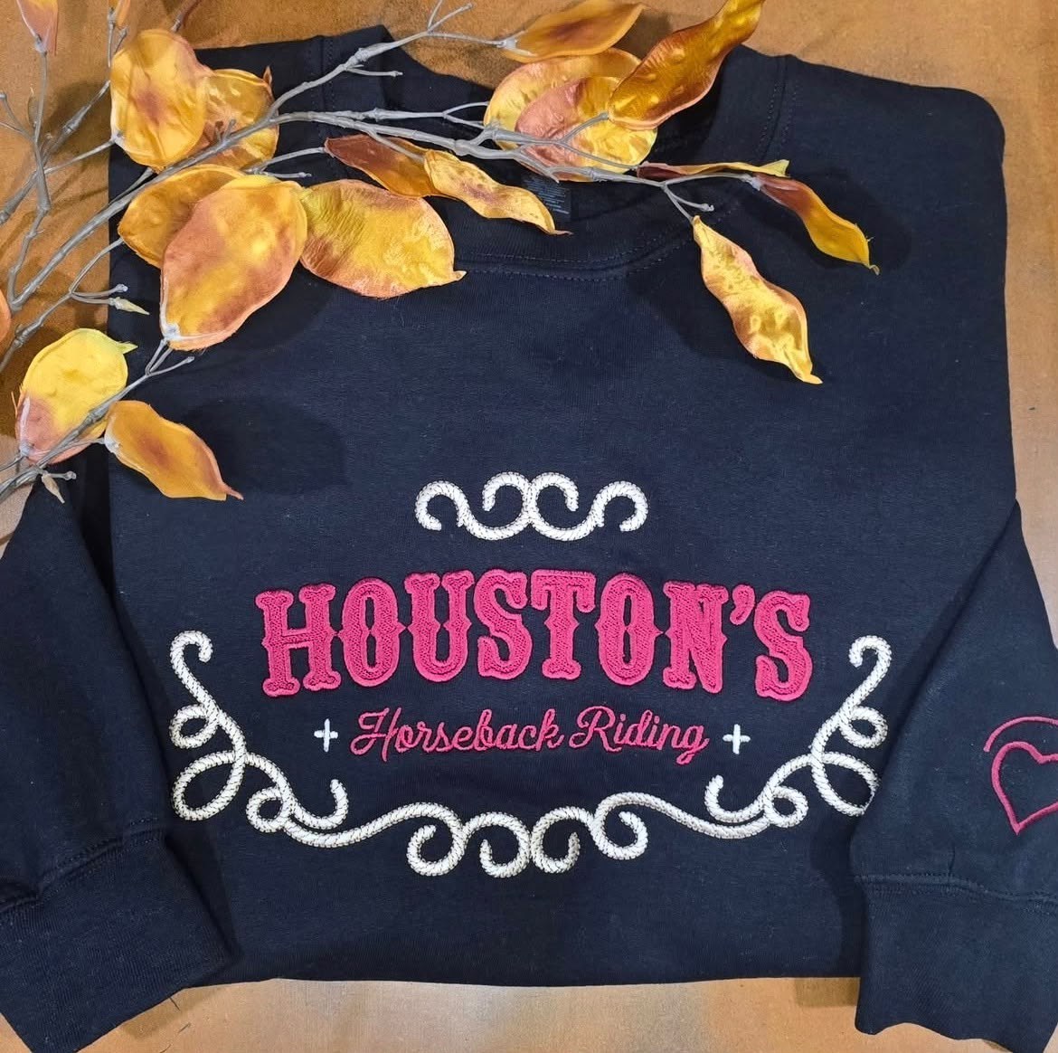Houston's Horseback Riding embroidered crewneck - real Stitchora work